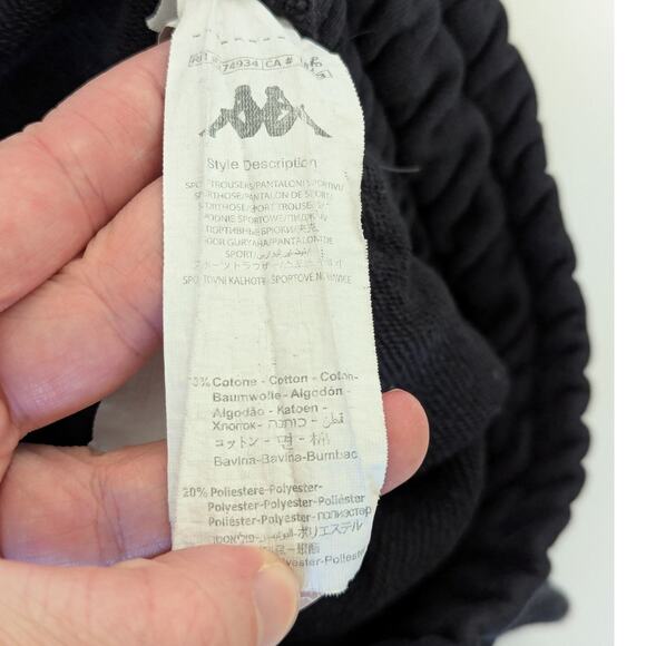 Kappa Black Sweatpants Joggers Fleece Mens Small Athelisure Workout Streetwear - Picture 5 of 5